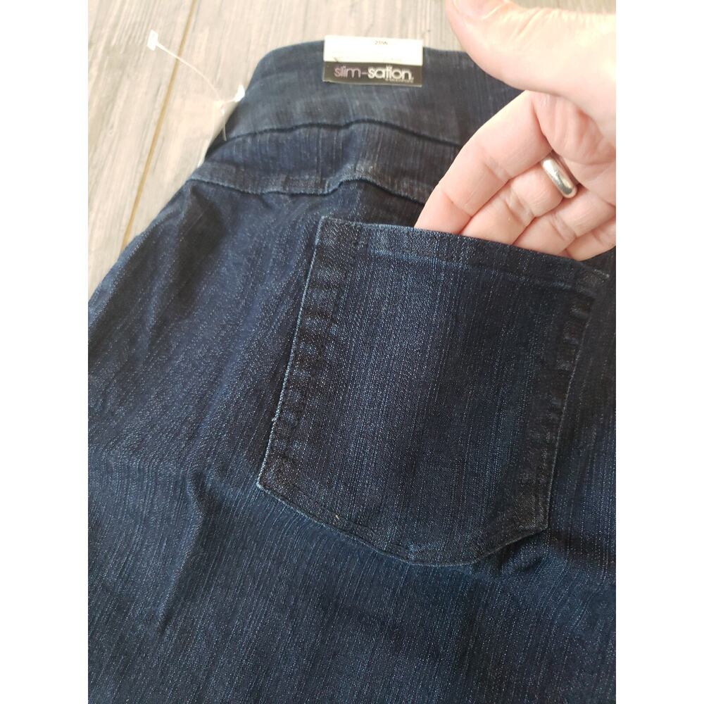 Slim Sation 20 W Tummy Control Pants Wide Band Crop Blue Tummy Control Jeans - Picture 8 of 9